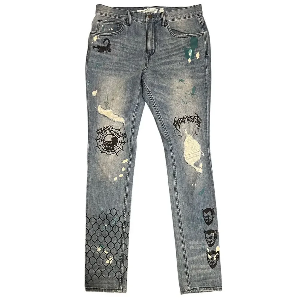 Broken Promises Ultra Slim Stretch Denim Jeans Size 32 Mens